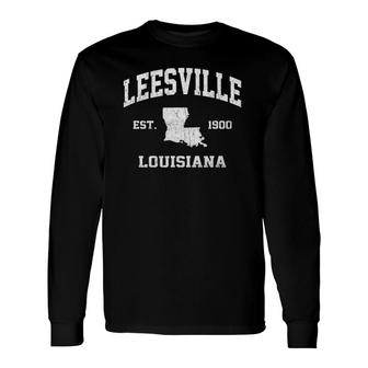Leesville Louisiana La Vintage State Athletic Style Long Sleeve T-Shirt T-Shirt | Mazezy