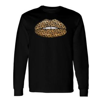 Leopard Lips Cool Mouth Cheetah Lipstick Long Sleeve T-Shirt | Mazezy