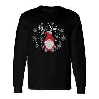 Let It Snow Christmas Women Men Cute Gnome Snowflake Print Xmas Graphic Long Sleeve T-Shirt - Thegiftio