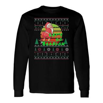 Let’S Go Anti-Biden Christmas Skater Santa Skateboarding Tee Long Sleeve T-Shirt | Mazezy