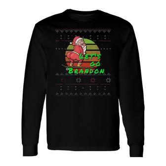 Let's Go Anti-Biden Skater Santa Skateboarding Christmas Long Sleeve T-Shirt | Mazezy