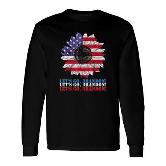 Let’s Go Brandon Sunflower American Flag Tee Shirt Long Sleeve T-Shirt | Mazezy