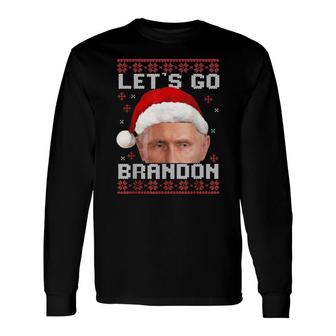 Let’S Go Brandon Ugly Christmas Biden Santa Hat Tee Long Sleeve T-Shirt | Mazezy