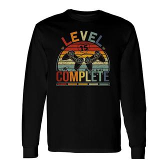 Level 15 Complete Retro Video Gamer Couple 15Th Anniversary Long Sleeve T-Shirt T-Shirt | Mazezy