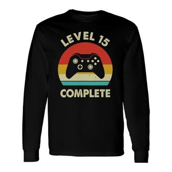 Level 15Th Complete Retro 15 Years Wedding Anniversary Long Sleeve T-Shirt T-Shirt | Mazezy