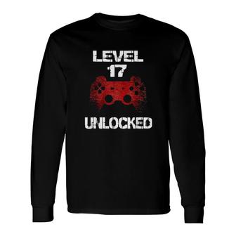 Level 17 Unlocked Boys 17th Birthday 17 Year Old Gamer Long Sleeve T-Shirt - Seseable