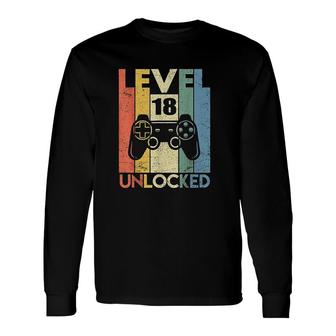 Level 18 Unlocked Boys 18th Birthday 18 Year Old Gamer Boys Long Sleeve T-Shirt - Seseable