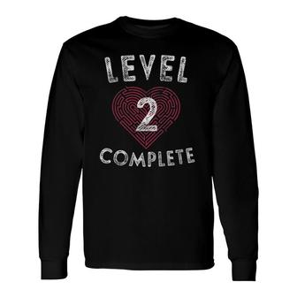 Level 2 Complete 2Nd Wedding Anniversary Heart Long Sleeve T-Shirt T-Shirt | Mazezy