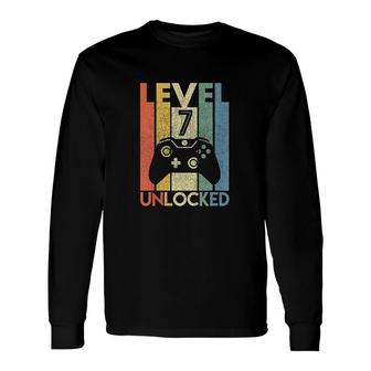 Level 7 Unlocked Video Gamer 7th Birthday Long Sleeve T-Shirt - Seseable
