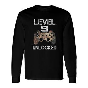 Level 9 Unlocked Boys 9th Birthday 9 Year Old Gamer Long Sleeve T-Shirt - Seseable