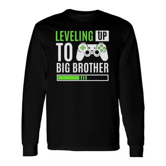Leveling Up To Big Brother Gaming Baby Gender Announcement Long Sleeve T-Shirt T-Shirt | Mazezy