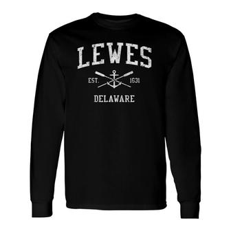 Lewes De Vintage Crossed Oars & Boat Anchor Sports Long Sleeve T-Shirt T-Shirt | Mazezy