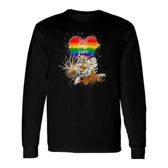 Lgbt Pride Daddy Tiger Rainbow Best Dad Ever Father's Day Long Sleeve T-Shirt T-Shirt | Mazezy