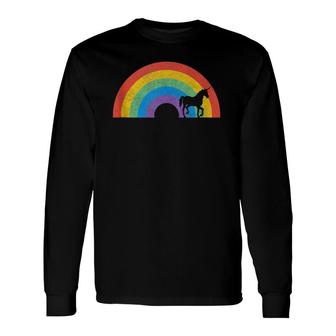 Lgbtq Pride Retro Rainbow Unicorn Silhouette Pride Month Long Sleeve T-Shirt T-Shirt | Mazezy