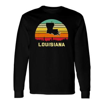 Louisiana Vintage Retro Style Long Sleeve T-Shirt T-Shirt | Mazezy