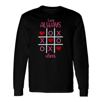 Love Always Wins Tic Tac Toe Red Heart Valentine's Essential Long Sleeve T-Shirt T-Shirt | Mazezy
