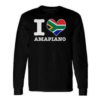 I Love Amapiano South African Flag Dj Long Sleeve T-Shirt | Mazezy