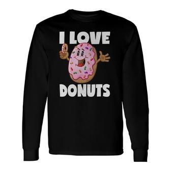 I Love Donuts Vintage Baked Fried Donut Love Long Sleeve T-Shirt | Mazezy