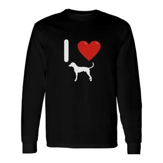 I Love English Foxhound Silhouette Long Sleeve T-Shirt T-Shirt | Mazezy