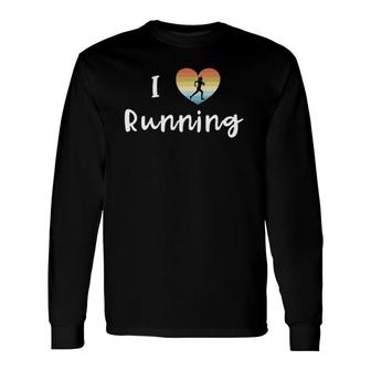 I Love Running I Heart Running Cute Retro Heart Long Sleeve T-Shirt | Mazezy
