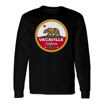 I Love Vacaville California Ca Flag And Bear Badge Long Sleeve T-Shirt T-Shirt | Mazezy