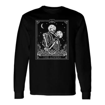 The Lovers Vintage Tarot Card Astrology Skull Horror Occult Long Sleeve T-Shirt T-Shirt | Mazezy