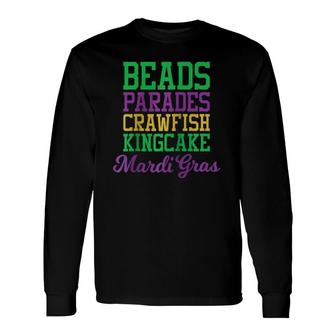 Mardi Gras Beads Parades Crawfish Kingcake New Orleans Party Raglan Baseball Tee Long Sleeve T-Shirt T-Shirt | Mazezy