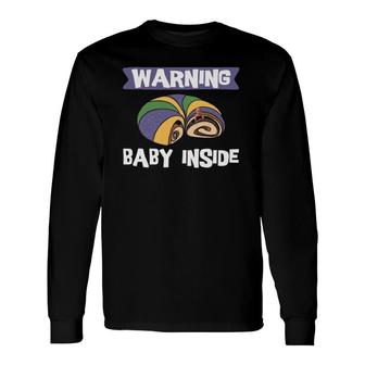 Mardi Gras King Cake Baby Pregnancy Announcement Long Sleeve T-Shirt T-Shirt | Mazezy