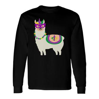 Mardi Gras Llama Carnival Fat Tuesday Party Long Sleeve T-Shirt T-Shirt | Mazezy