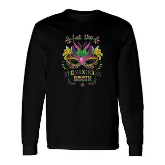 Mardi Gras Mask Costume Let The Shenanigans Begin Long Sleeve T-Shirt - Thegiftio