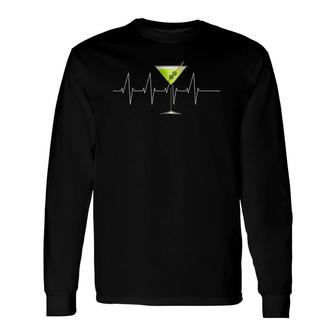 Martini Heartbeat Cocktail Glass Happy Hour Long Sleeve T-Shirt | Mazezy