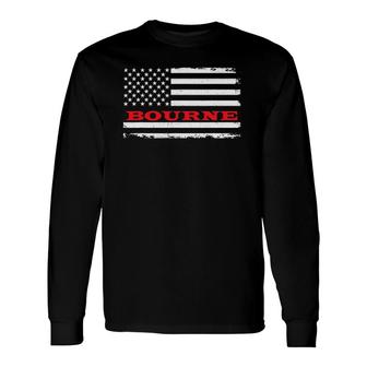 Massachusetts American Flag Bourne Usa Patriotic Souvenir Long Sleeve T-Shirt T-Shirt | Mazezy