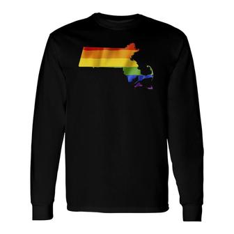Massachusetts Lgbt Gay Pride Rainbow Flag Long Sleeve T-Shirt T-Shirt | Mazezy
