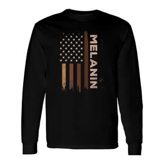 Melanin Shades American Flag Black History African Pride Long Sleeve T-Shirt T-Shirt | Mazezy