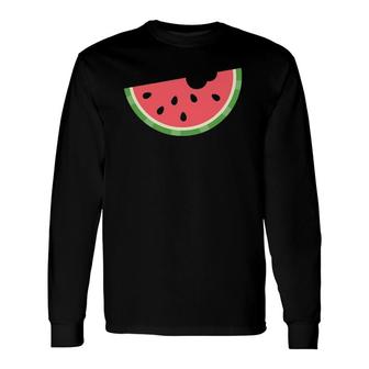 Melon Bite Cute Summer Fruits Watermelon Melon Tee Long Sleeve T-Shirt | Mazezy