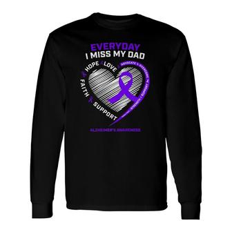 In Memory Dad Purple Alzheimer's Awareness Long Sleeve T-Shirt T-Shirt | Mazezy