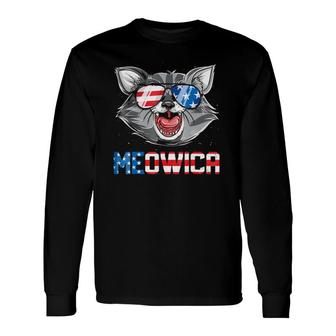 Meowica 4Th Of July Merica Cat American Flag Long Sleeve T-Shirt T-Shirt | Mazezy