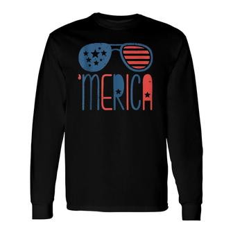Merica American Flag Aviators Toddler4th July Long Sleeve T-Shirt T-Shirt | Mazezy
