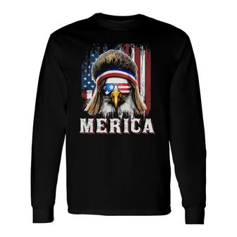 Merica Eagle Mullet 4Th Of July American Flag Stars Stripes Long Sleeve T-Shirt T-Shirt | Mazezy AU