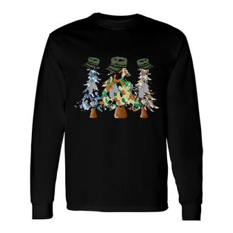Merry Christmas Army Camouflage Xmas Trees Holidays Pajamas Long Sleeve T-Shirt T-Shirt | Mazezy