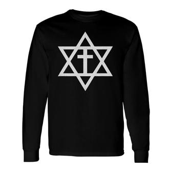 Messianic Cross Star Of David Long Sleeve T-Shirt T-Shirt | Mazezy