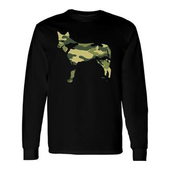 Military Coyote Camo Print Us Wolf Pup Veteran Long Sleeve T-Shirt T-Shirt | Mazezy