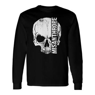 Misanthropic Skull Vintage Antisocial Long Sleeve T-Shirt T-Shirt | Mazezy