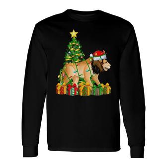 Mountain Lion Lighting Xmas Tree Mountain Lion Christmas Long Sleeve T-Shirt T-Shirt | Mazezy