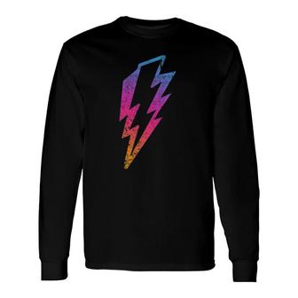 Multicolor Lightnings Powerful Distressed Bolts Long Sleeve T-Shirt T-Shirt | Mazezy