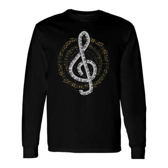 Music Notes Treble Clef Piano Music Lover Long Sleeve T-Shirt T-Shirt | Mazezy