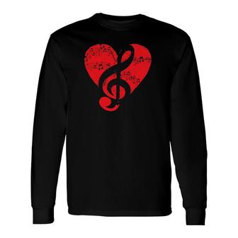 Musician Music Lover Treble Clef Heart Music Notes Music Long Sleeve T-Shirt | Mazezy