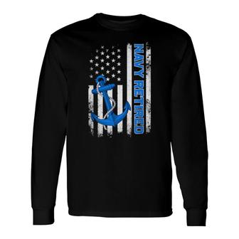 Navy Retired Proud Coast Guard American Flag Vintage Long Sleeve T-Shirt T-Shirt | Mazezy
