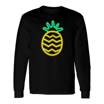 Neon Pineapple Party Cherry Glow Long Sleeve T-Shirt | Mazezy