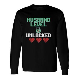 New Husband Level Unlocked Just Married Gamer Long Sleeve T-Shirt - Thegiftio UK